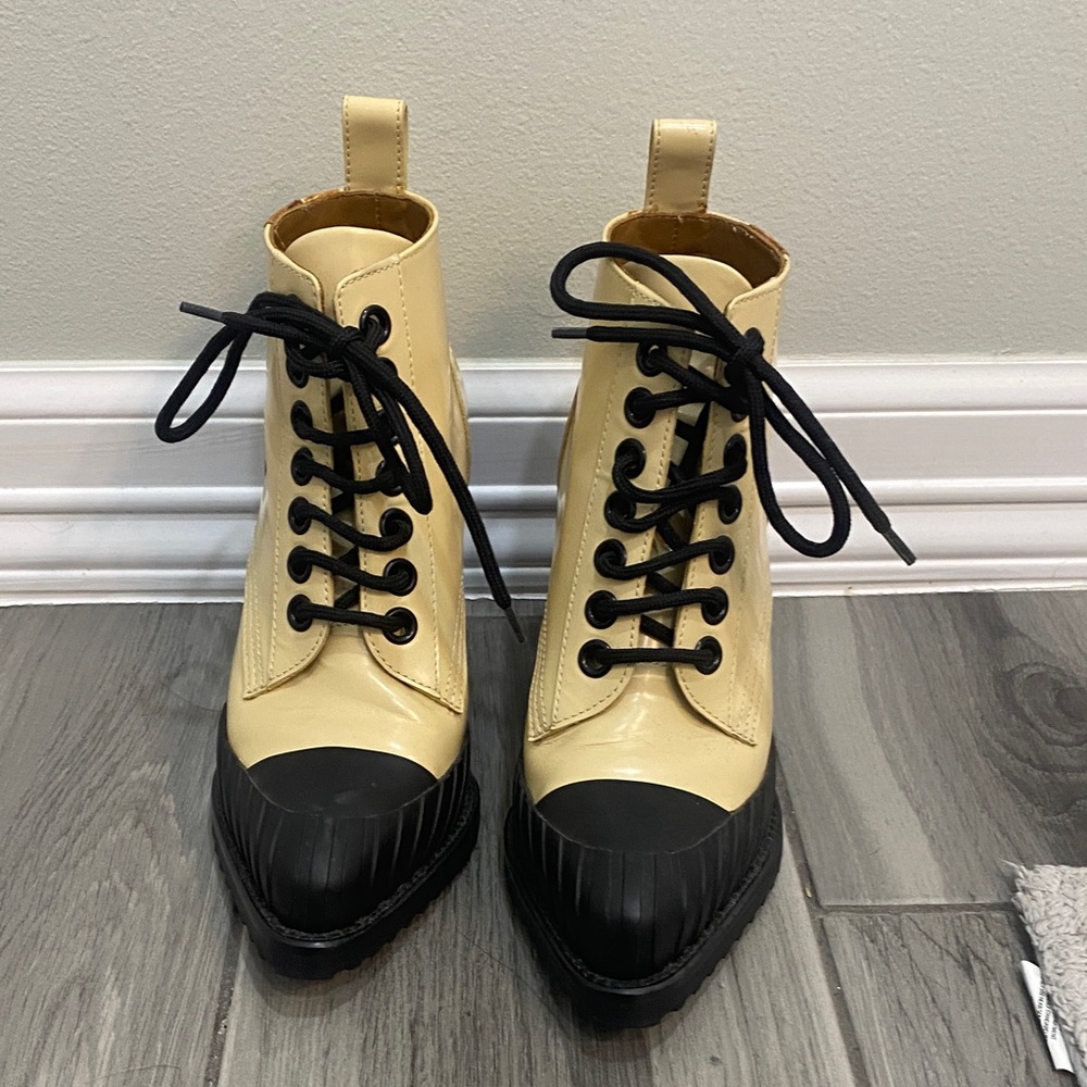 Chloe Black and Cream Ankle Boots